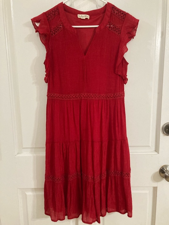 indigo Rose Dresses & Skirts - Summer Red Dress Crochet Detail Indigo Rose Size Small